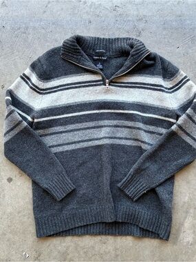 Ganson & Durr Charcoal Half-Zip Striped Sweater